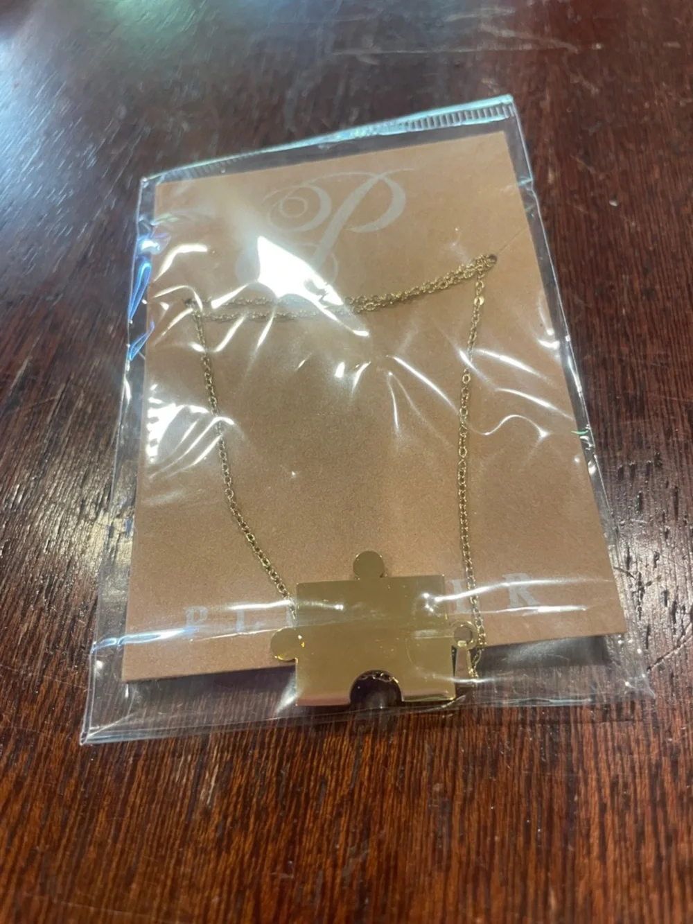 Plunder Gold-Tone Pendant Necklace Set. Lot of 3 Puzzle Square Round. 18+3” NWOT - Picture 5 of 7